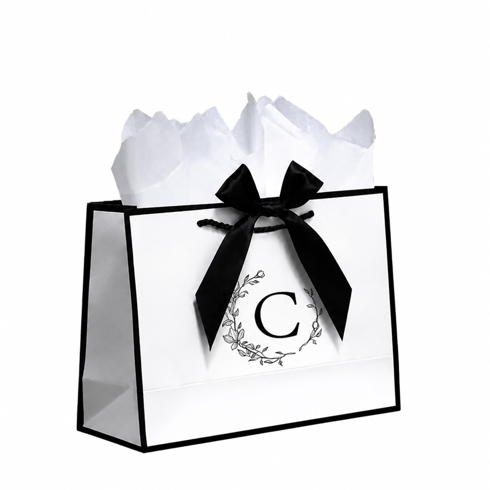 Personalized Alphabet Initial Gift Bag with Tissue Paper and Card,Letter C