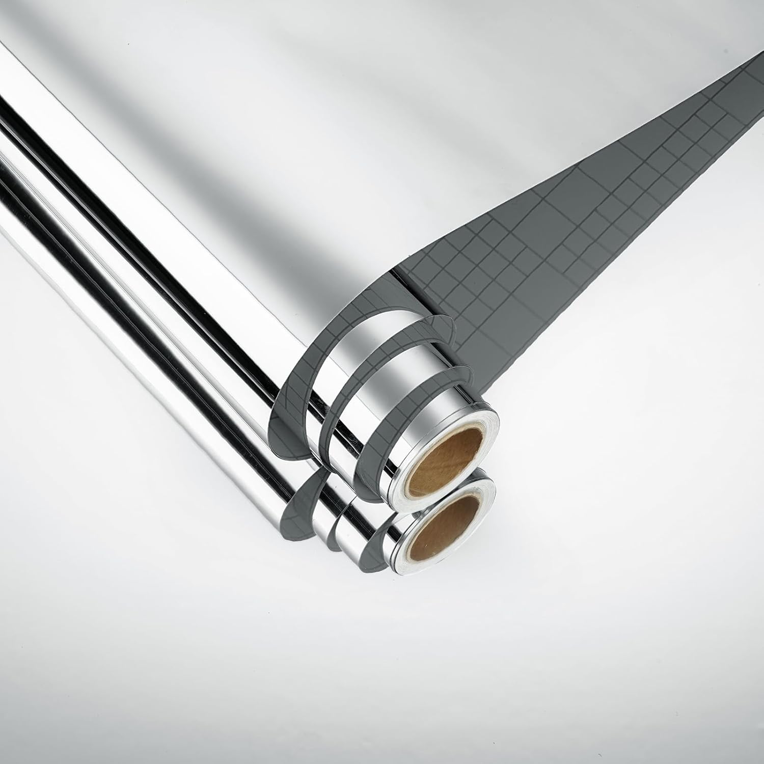 15.7"x196.9" Mirror Stickers for Walls Flexible Silver Mirror Paper Waterproof Self Adhesive Contact Paper Peel and Stick Mirrors Vinyl Wallpaper Sticker for Craft Countertops Home Decor DIY