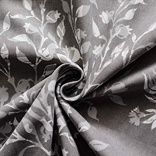 Driftaway Anna Window Curtain Valance 100 Percent Cotton Tree Branches Botanical Print Back Tab 2 Pack Each 52 Inch By 18 Inch Gray #TOP2