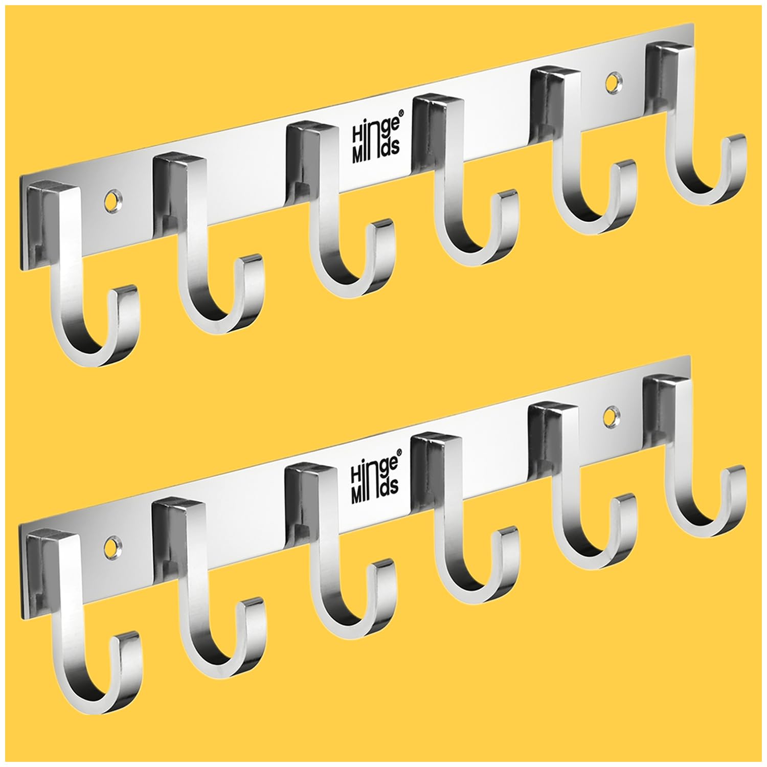 Stainless Steel Cloth Hanger for Wall, Clothes Hook Hangers Door Mounted, Bathroom Hooks for Hanging Towel, Wall Mount Shirt Hangers, Dress Holder Hooks - 6 Pin, Pack of 2, Silver-image-28