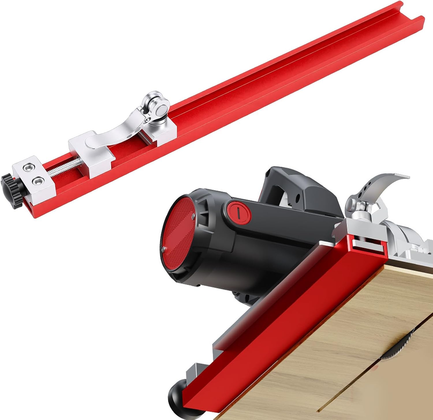 Buachois Circular Saw Guide Rail 360mm Aluminum Adjustable Cutting Machine Base Guide Dual Locking for Accurate Cutting Milling Woodworking Carpentry DIY