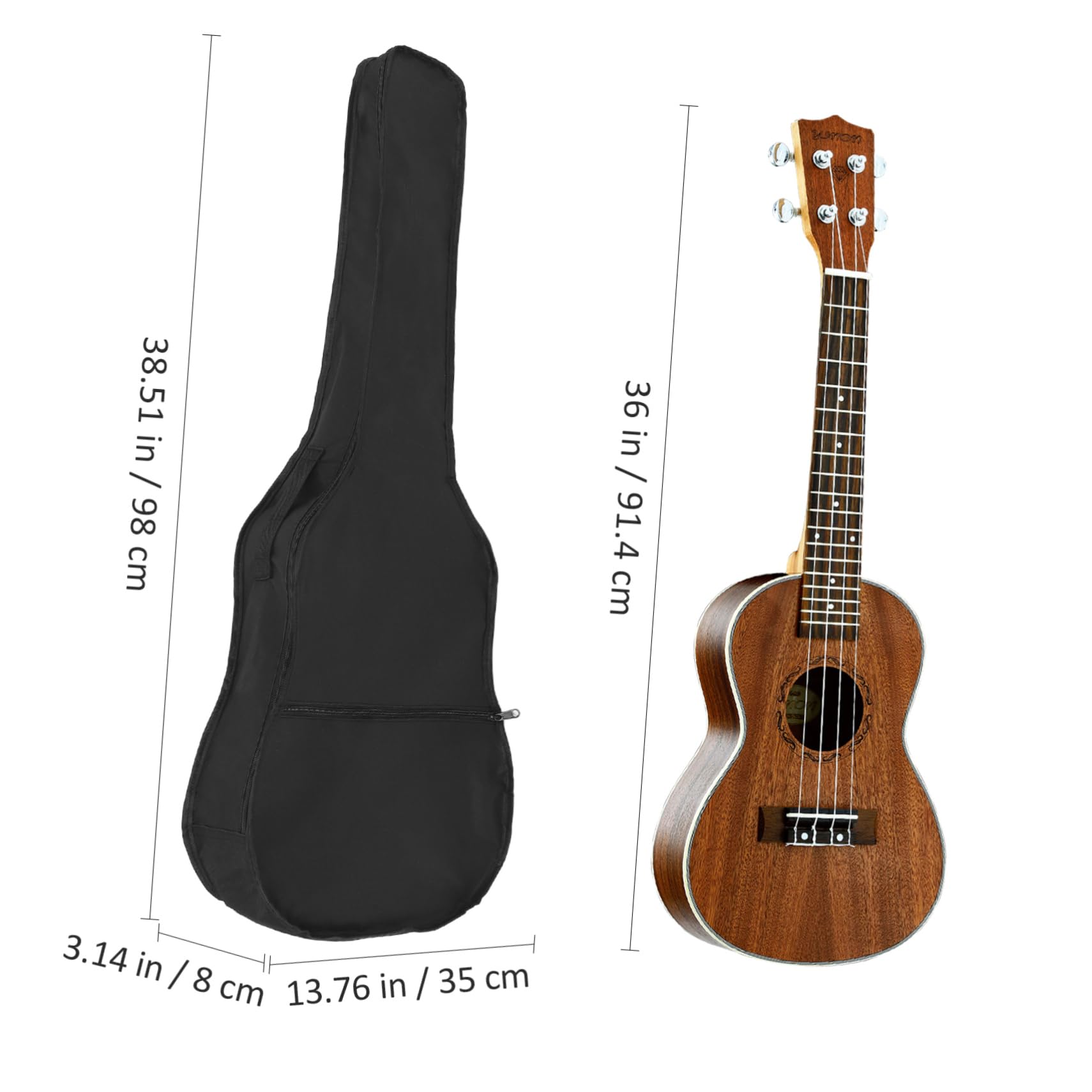 Yardwe Guitar Case Bag Durable Dual Side Zipper Front Pocket Carrying Strap for Acoustic Classical Guitars Black