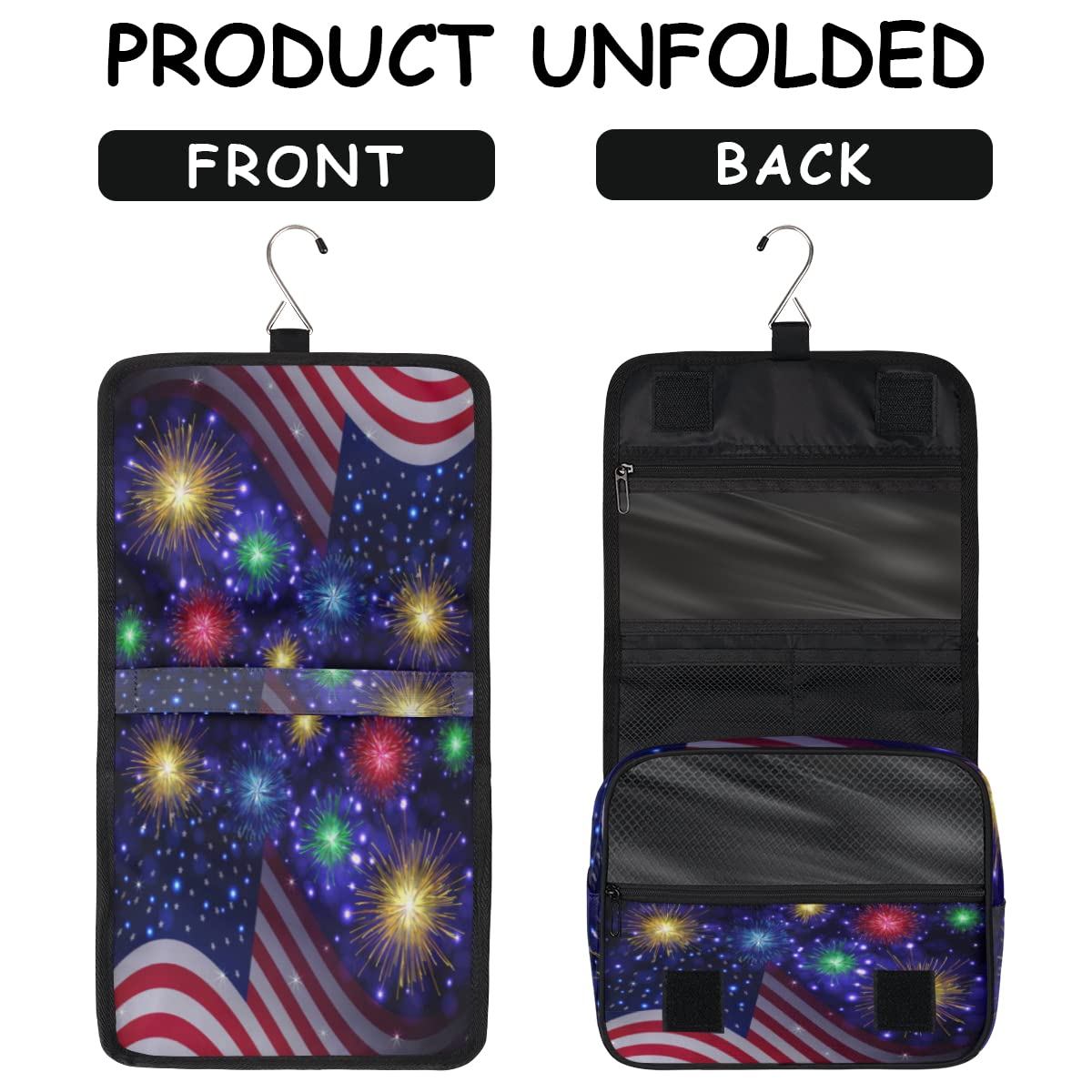 Ndependence Dzień Wakacje Podróżna kosmetyczka Amerykańska flaga Mycie Torba Unisex Wiszące przybory toaletowe Kosmetyczka Organizer do makijażu, wielobarwny, Jeden rozmiar