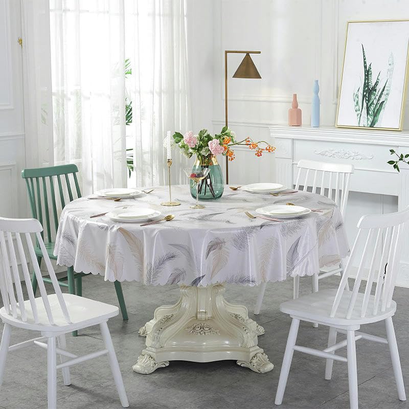 Nappe ronde en PVC avec motif grille de poisson imperméable et essuyable
