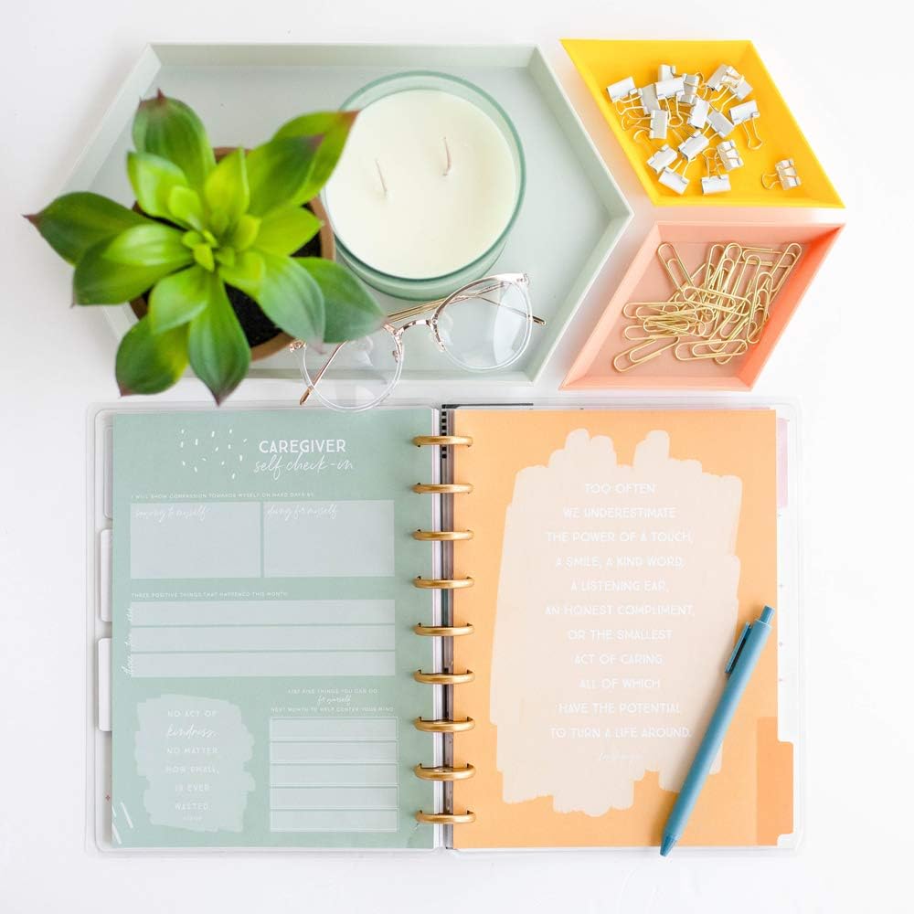 The Happy Planner Dashboard Extension Pack - Caregiver Theme - Planner& Scrapbooking Supplies - 4 Undated Monthly Sheets - 5 Pre-Punched Dividers - 2 Sticker Sheets - Classic Size