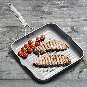 GreenPan Paris Pro Hard Anodized Healthy Ceramic Nonstick, 11" Square Grill Pan, PFAS-Free, Dishwasher Safe, Grey GreenPan Paris Pro Hard Anodized Healthy Ceramic Nonstick 11 Square Grill Pan PFAS Free Dishwasher Safe Grey