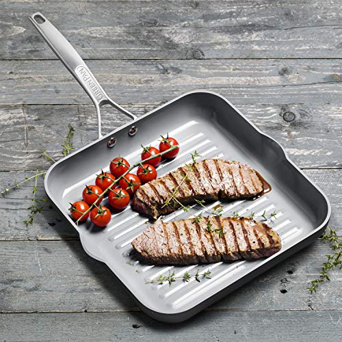 GreenPan Paris Pro Hard Anodized Healthy Ceramic Nonstick, 11" Square Grill Pan, PFAS-Free, Dishwasher Safe, Grey by GreenPan - Image 2