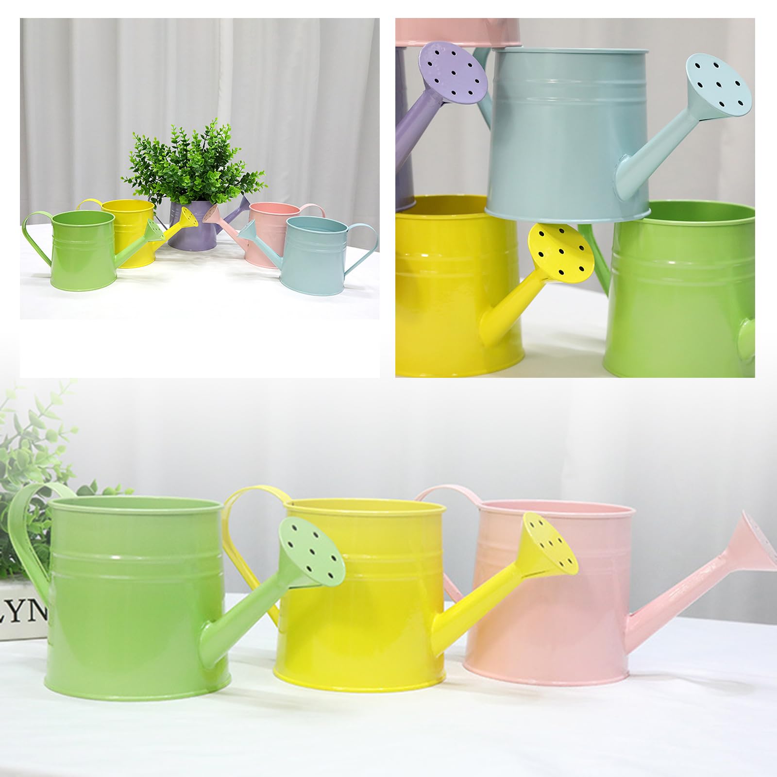 Set Di 2 Annaffiatoi Vintage In Ferro Zincato | Vasi Per Fiori Da Interno/Esterno | Contenitori Decorativi Rustici Per Ufficio E Giardino