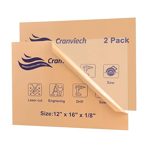 Paquete de 2 hojas acrílicas, láminas de plexiglás fundido transparente de 12 x 16 x 18 pulgadas, alternativa de vidrio para letreros de bricolaje,