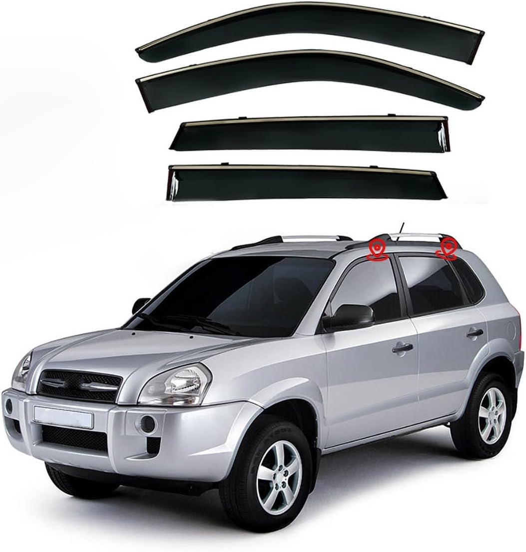 Panxuc Normal Car Wind Deflectors For Hyundai Tucson Jm 2004-2008, Side Window Wind Rain Deflector Window Visor Sun Rain Guard Smoke Guards