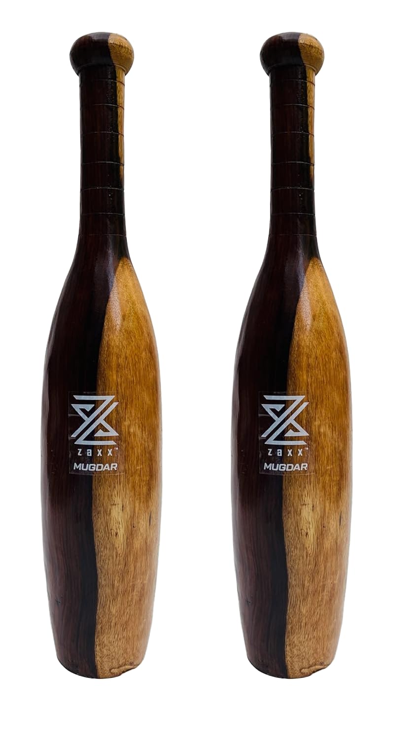 zaxx Oval Styled Tali Sheesham Wood Indian Clubs/Mugdar/Meel/Clubbell/Karla Kattai Weight 2KG (Pack of 2)