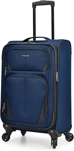 U.S. Traveler Aviron Bay - Equipaje extensible con ruedas giratorias, Azul marinoflor y brillo), US08125N23