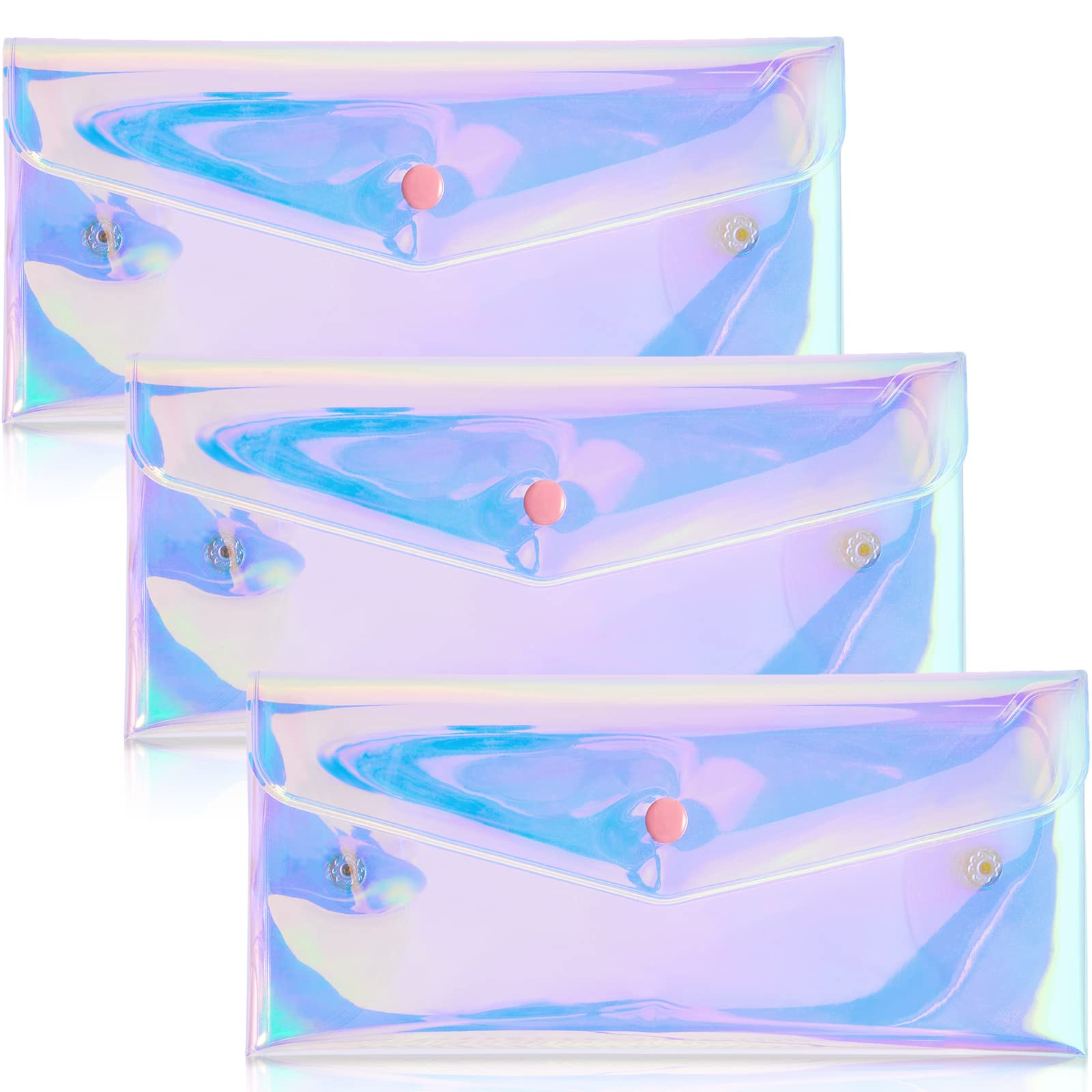 3 Pcs Holographic Makeup Bag Iridescent Pencil Pouch Clear Transparent Iridescent Cosmetic Bag Organizer Travel Hologram Handbag Clear Coin Purse for Teen Girls Women Kids, as pictures shown, Medium, Wallets for Women-picture-32