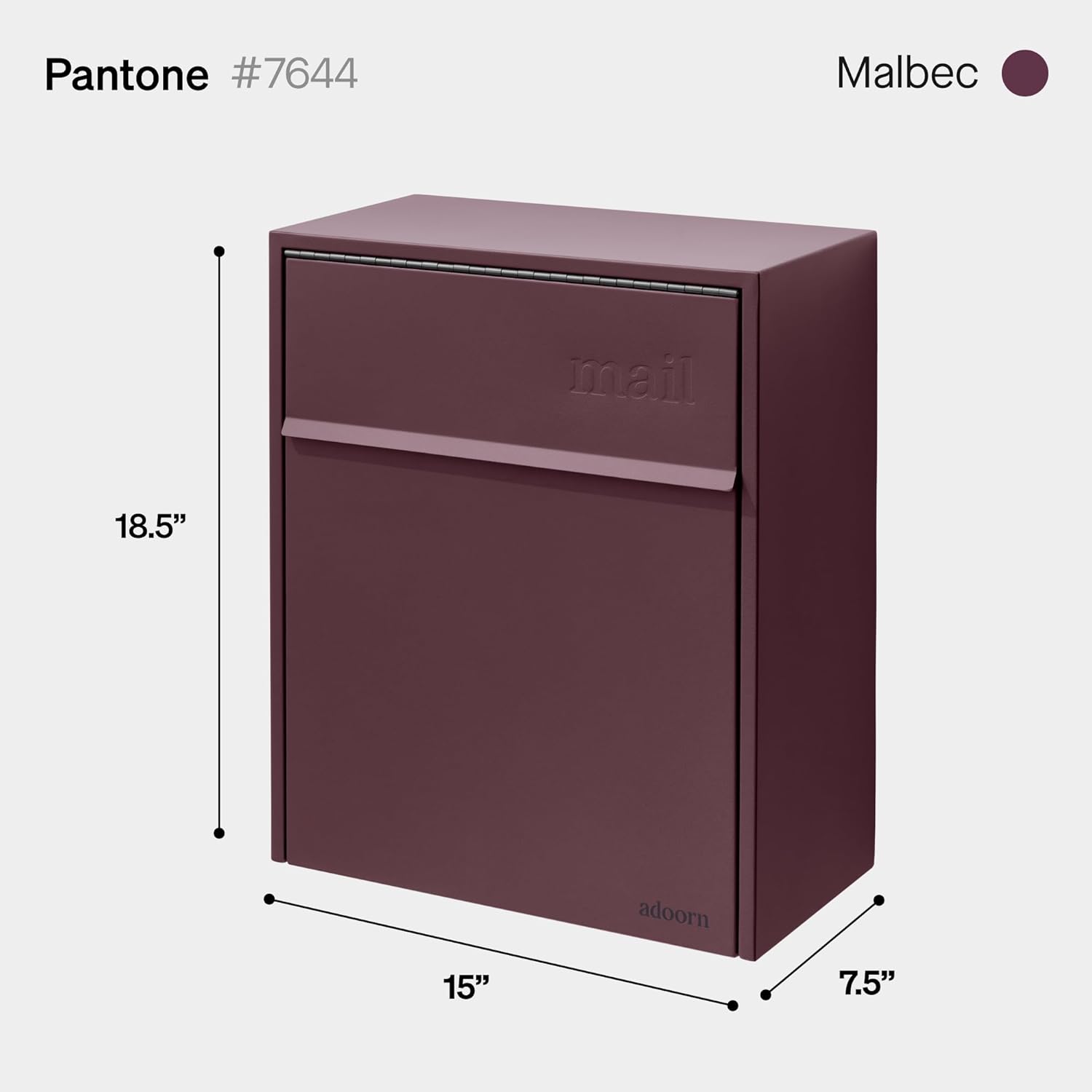 adoorn Wall Mount Mailbox - Large, Anti-Theft Locking Mailbox, Weatherproof Mailboxes for Outside The House, 18.5" H x 15" L x 7.5" D - (Malbec)