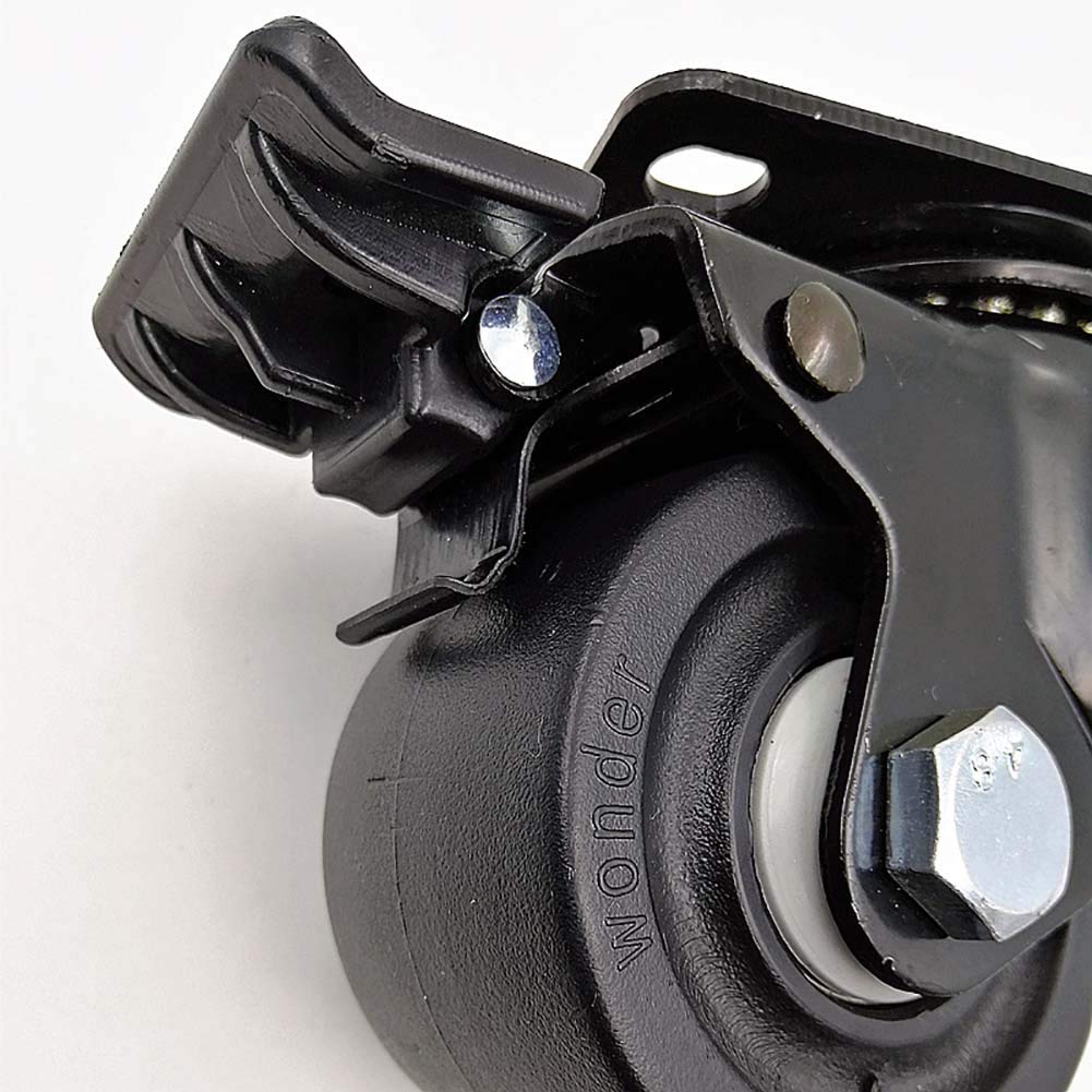 Set di 4 Ruote girevoli universali in Nylon per impieghi gravosi da 3" 75 mm 1200 kg con Freno, per Trasporto Industriale, Doppio Cuscinetto, per carrelli e Attrezzature Pesanti (2640 libbre
