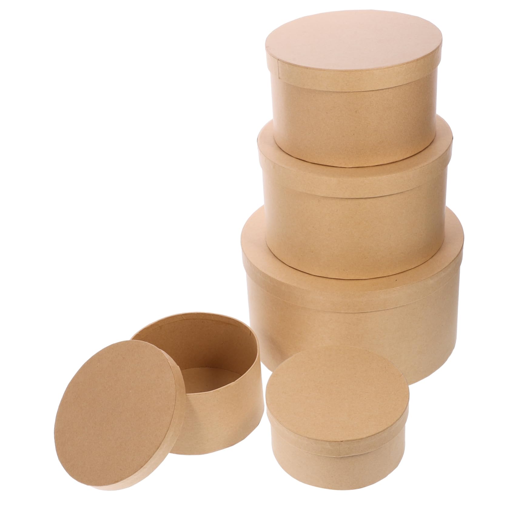 Beaupretty Scatola Regalo Rotonda in Carta Kraft Khaki, Elegante e Delicata, Dolcetti e Rossetto, Resistente e Decorativa, per Confezionare e Decorare Stanze