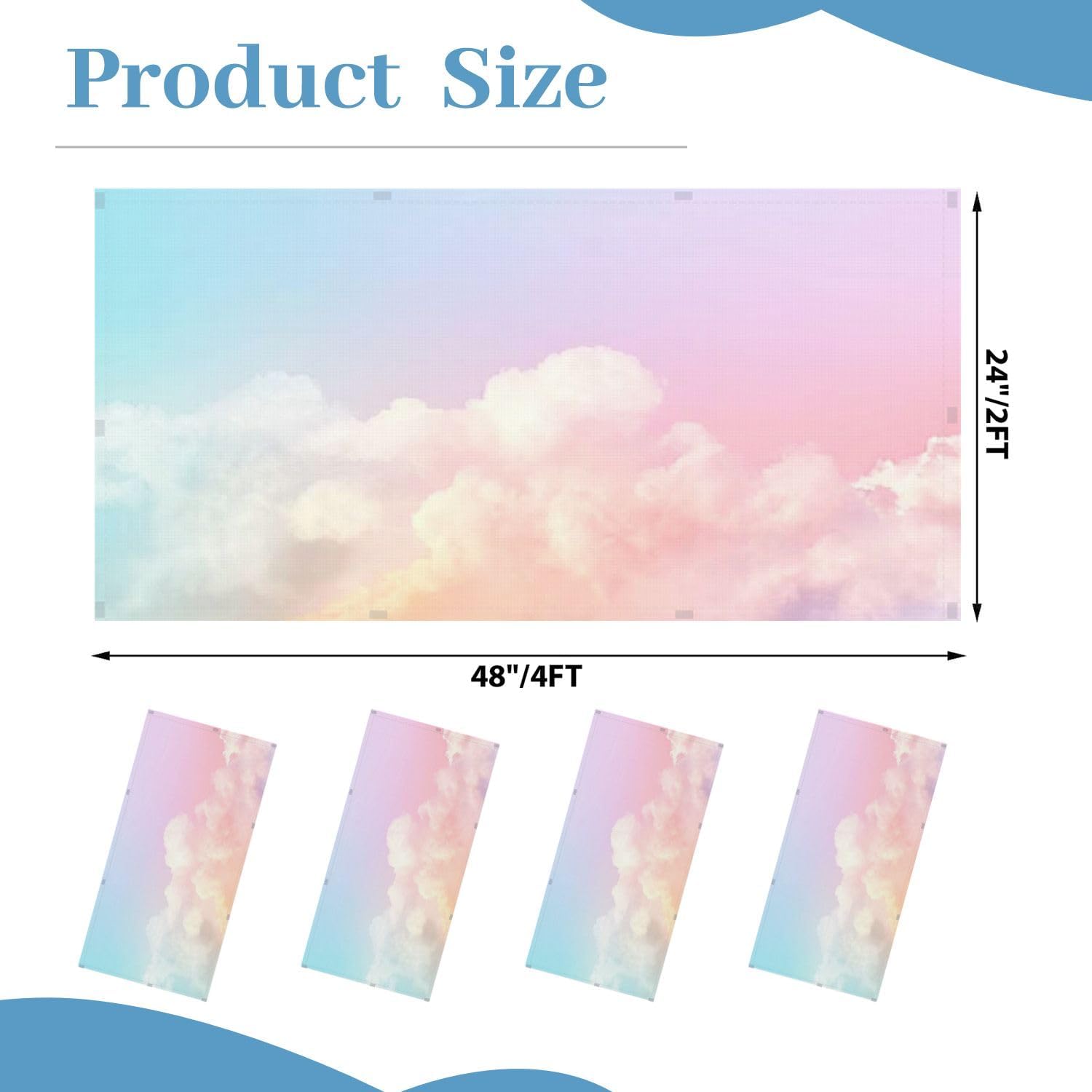 Fluorescent Light Covers for Ceiling Lights Cloud Sky Pastel Colored Abstract Easy to Install Magnetic Light Filter for Classroom Office Hospitals School Home Decor