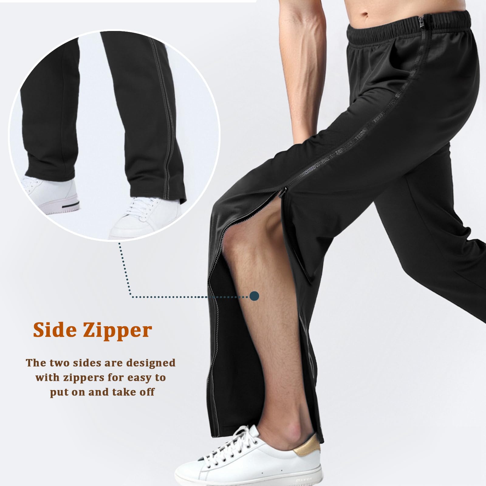 Pantaloni da Jogging Pantaloni da Allenamento da Uomo Pantaloni da Riabilitazione con Apertura Laterale Pantaloni Sportivi Postoperatori