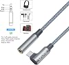 DCHAV USB Audio Converter Adapter Cable, L-Shaped USB C Earphone Jack, Headphone Jack Converter, Type-C 3.5mm, Stereo Mini Terminal, TRRS/4 Poles, USB Converter, Nylon Braid, DAC Chip, Supports