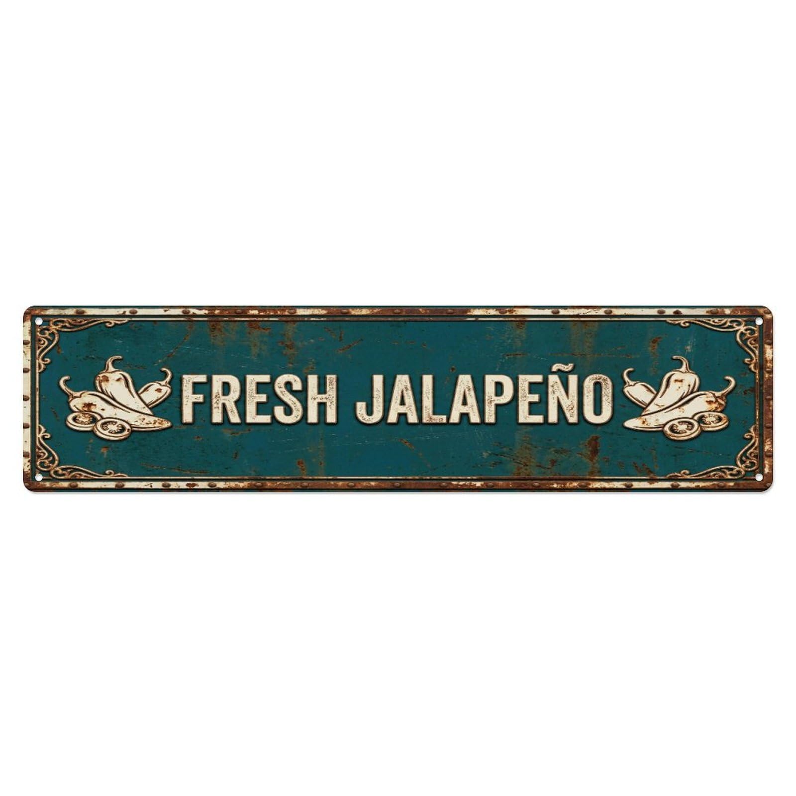 Metal Tin Sign FRESH JALAPENO Vintage Pepper Rustic Farmhouse