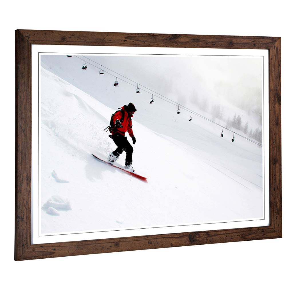 Big Box Art Framed Print of Snowboarding Design | Wall Art Picture | Home Decor for Kitchen, Living, Dining Room, Lounge, Bedroom, Hallway, Office, Walnut, A2 / 24.5x18 Inch / 62x45cm