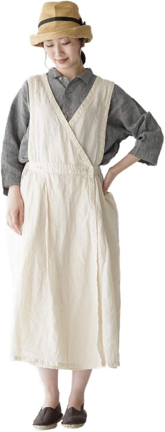 Amazon Co Jp ツムグ Tumugu 3way ワンピース カシュクール エプロンワンピース ジャンパースカート レディース Tb Free フリーサイズ Ivory Col 04 服 ファッション小物