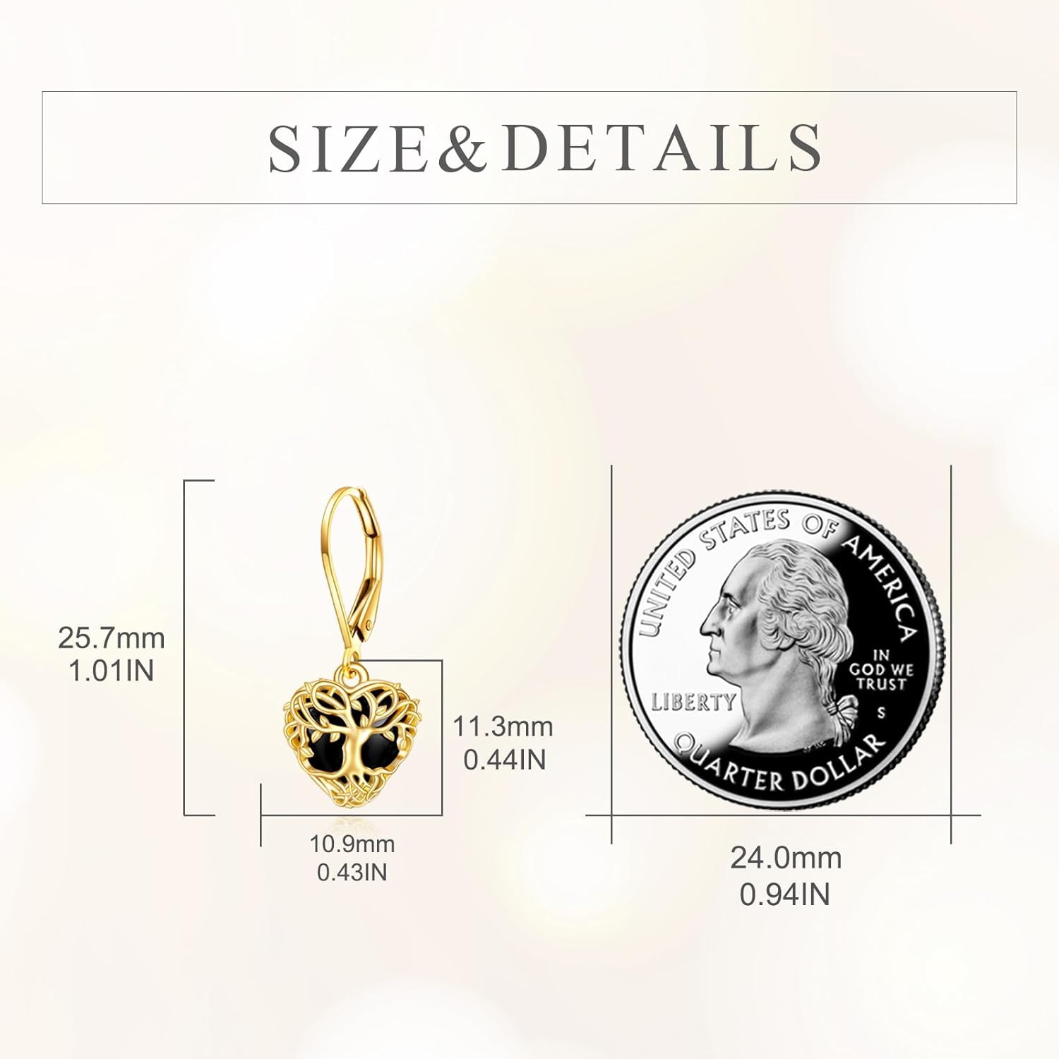 14K Tree of Life Earrings Black Onyx Gold Leverback Dangle Drop Earrings Jewelry - Image 3