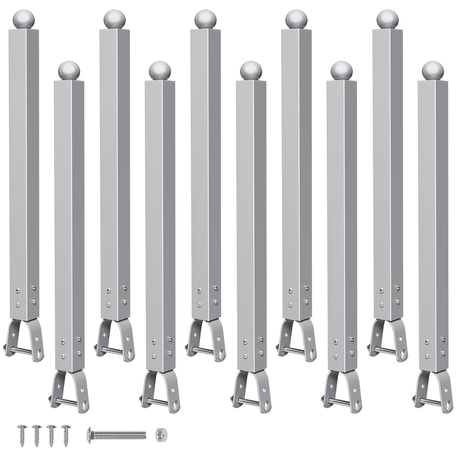 10 Pack 1-3/8'' Chain Link Fence Extension, 17'' Fence Extension Height, Galvanized Post Extender for Dogs and Privacy (Silver)