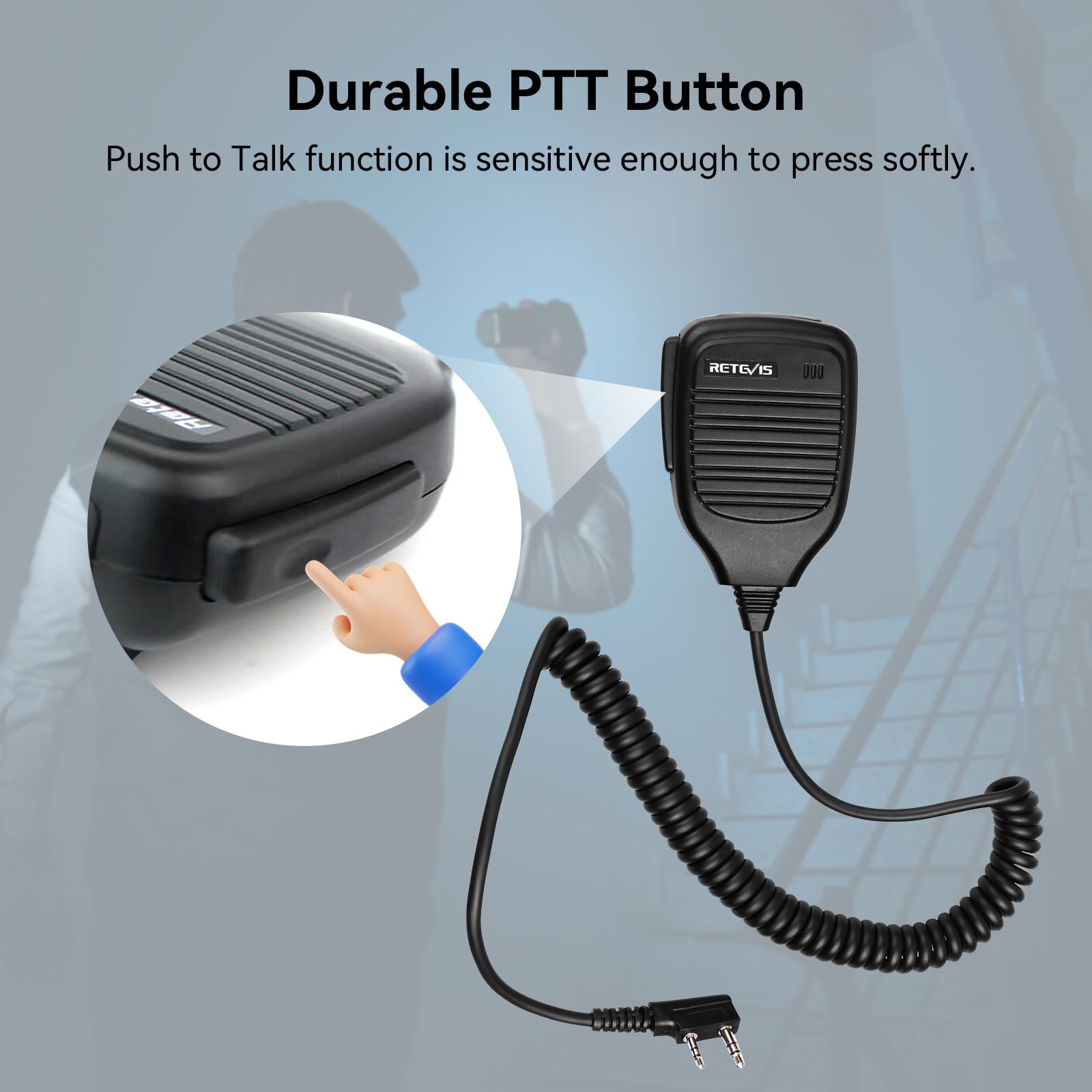 Retevis HK001 - Microfono con altoparlante a 2 pin, per radio bidirezionali Arcshell AR-5 Baofeng UV-5R BF-888S Retevis H-777 RT21 RT22 RT27, confezione da 10, colore: Nero