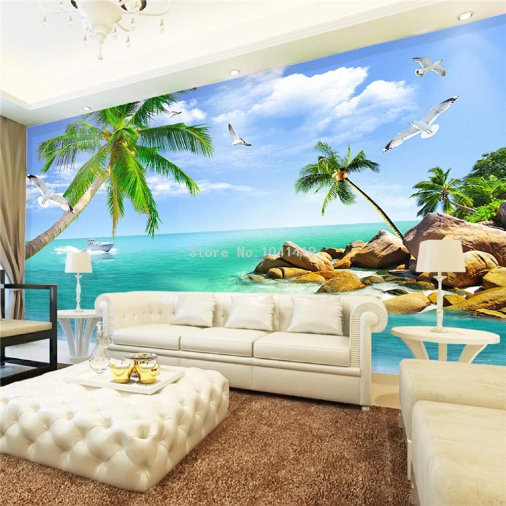 Papier peint 3D mural plage WLLLO grand format déco moderne 400x280