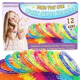 HAPMARS Make Your Own Glitter Water Bracelets Craft Kit, Gem Art Bracelet for Kid, Friendship Bracel