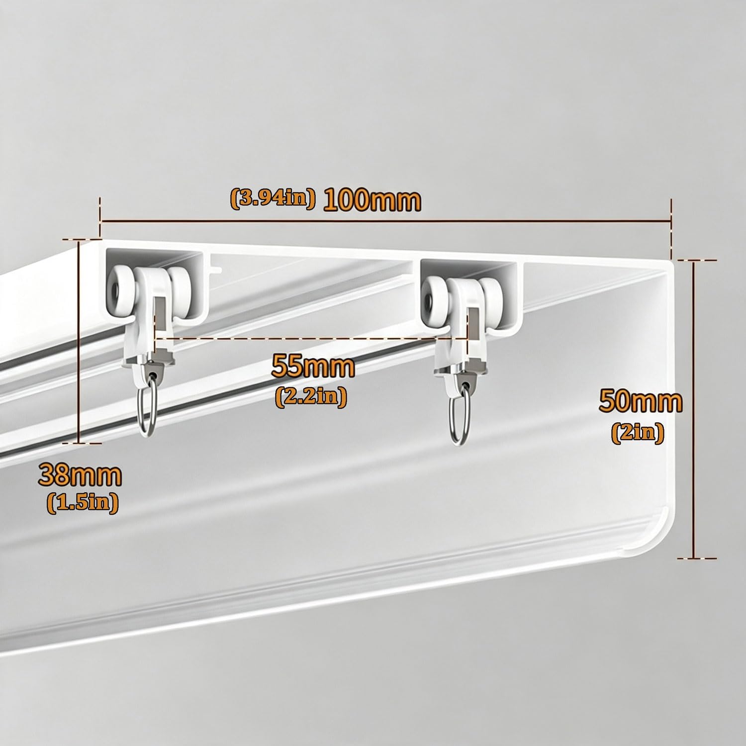Rail mural for rideaux doubles Caisson de rideaux au plafond