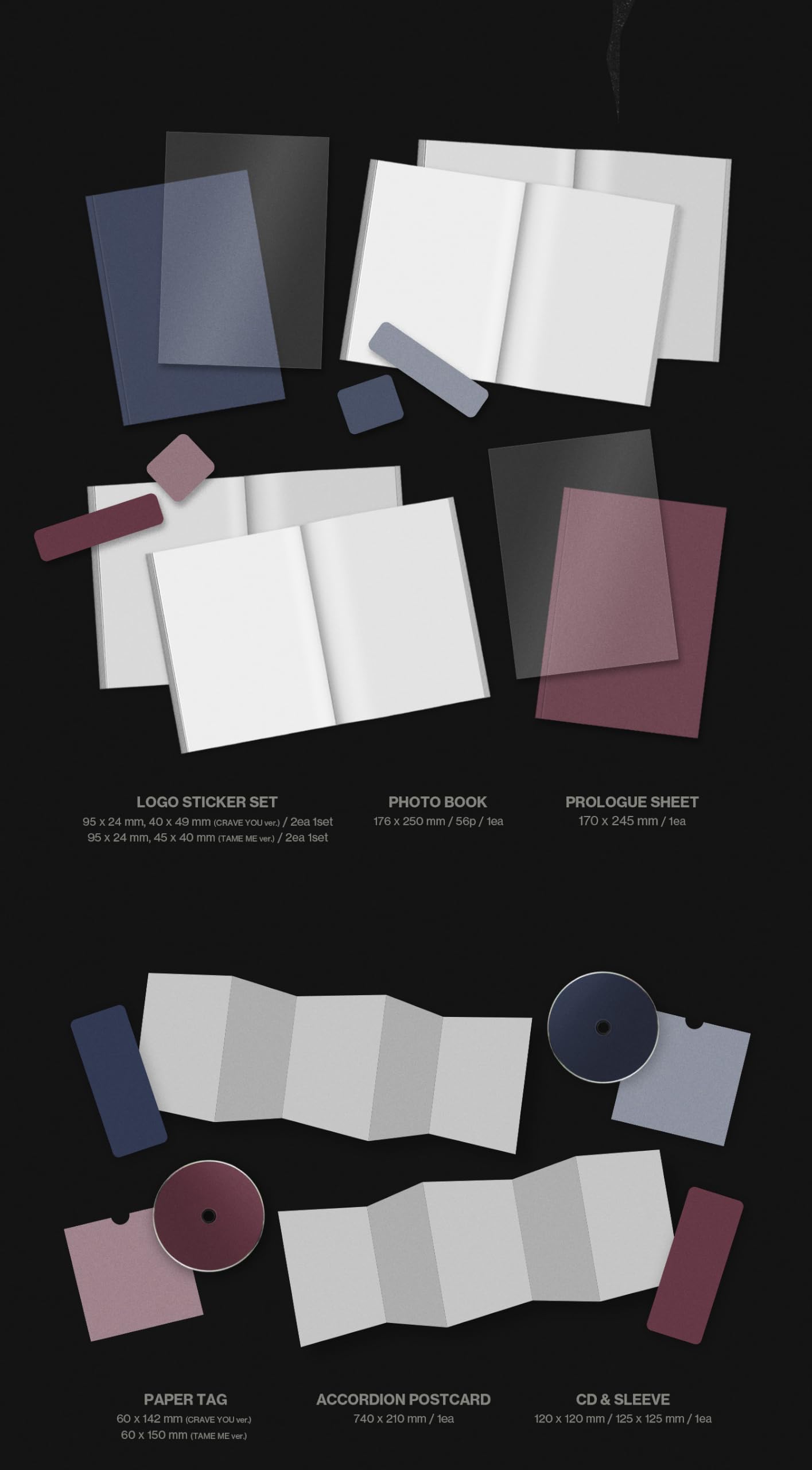(Zestaw solo: EJ+Fuma+Jo+Haruna+K+Maki+Nicholas+Taki+Yuma) i TEAM Mark on Me KR 2. mini album ze śledzeniem
