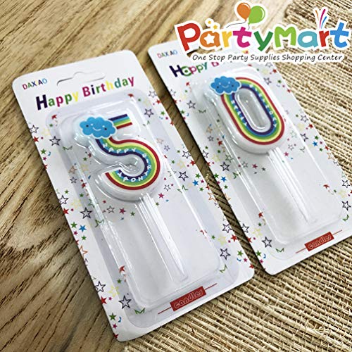 Partymart Number 0 Candle, Rainbow Number 0 #TOP4