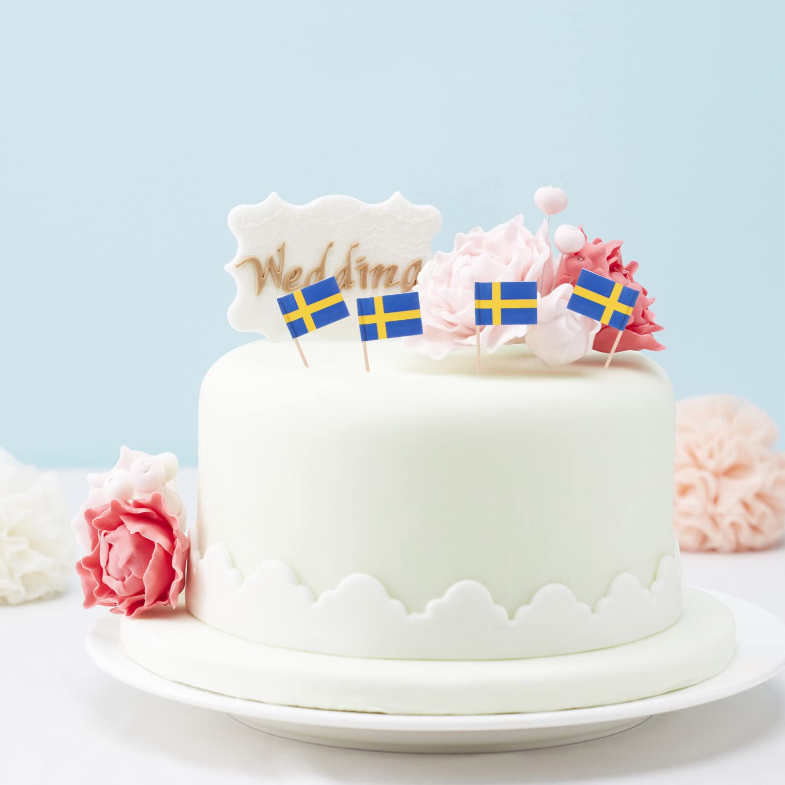 100 Stuzzicadenti Bandiera Svezia - Per Cocktail, Torte, Decorazioni Tavola - Foto 2