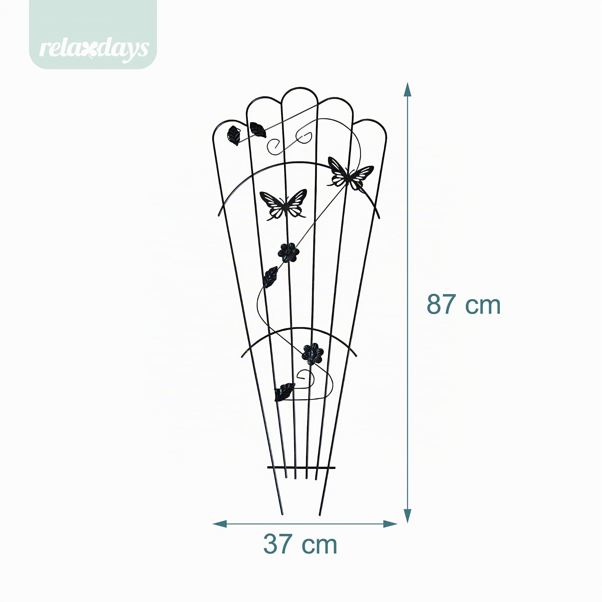 Relaxdays Rankgitter, 2er Set, HxB: 87 x 37 cm, Metall, Rankhilfe für Kletterpflanzen, Garten, Rosenrankhilfe, schwarz