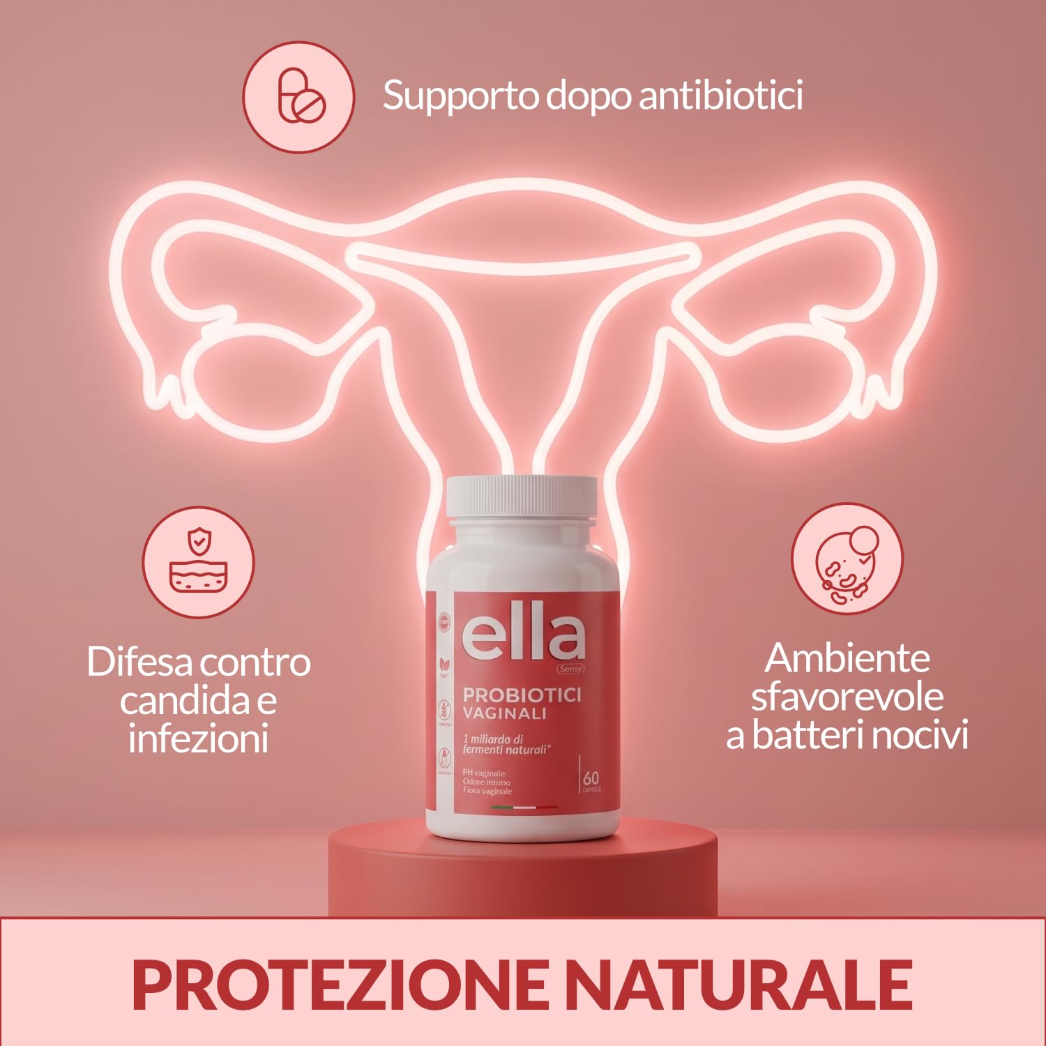 Ella Probióticos Mujer Flora Íntima con Lactobacillus e Inulina