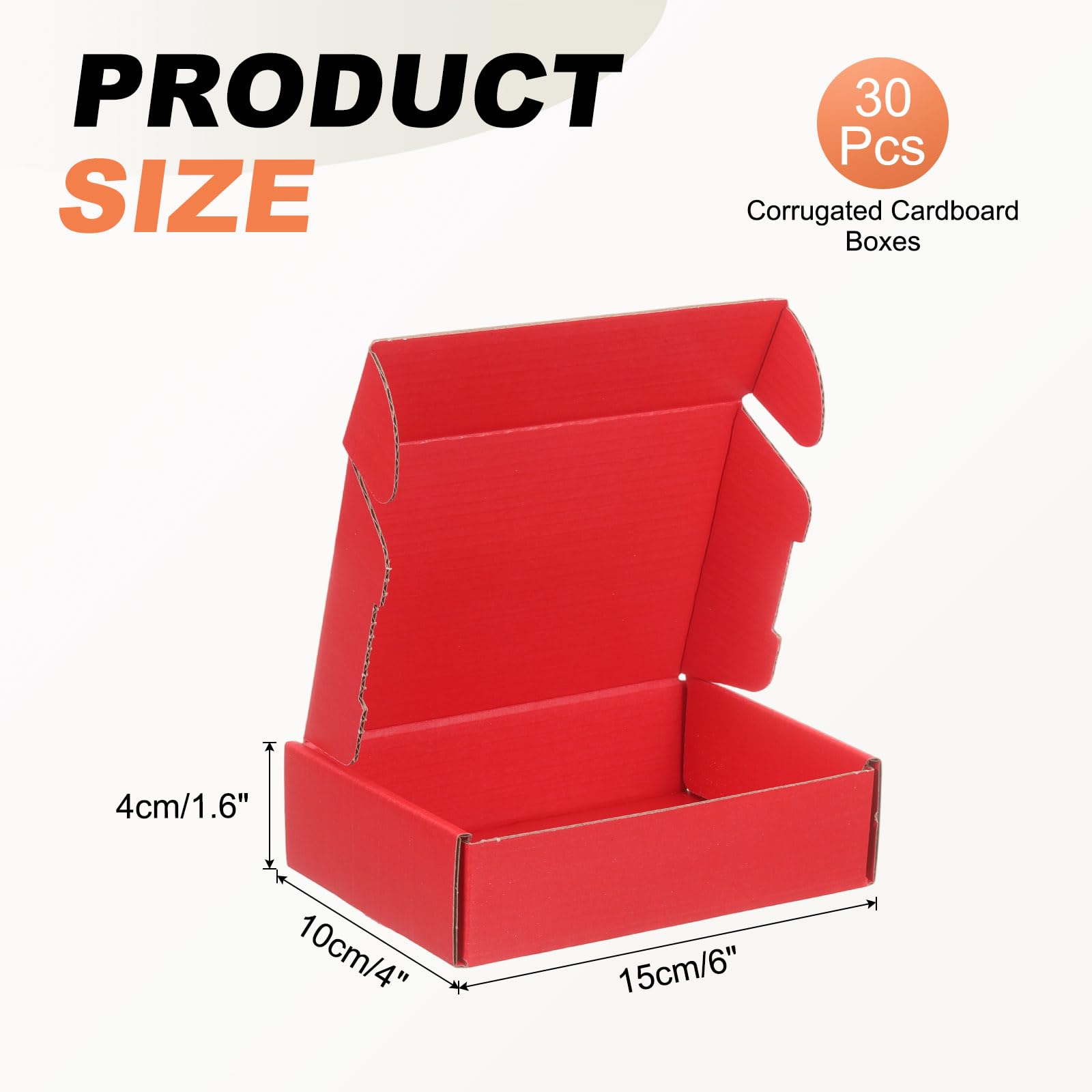PATIKIL 6 x 4 x 1.6 Inch Shipping Boxes, 30 Pack Color Corrugated Cardboard Box Cute Carton Boxes Literature Mailer for Mailing Packaging Small Business Gift Storage, Red - Image 2