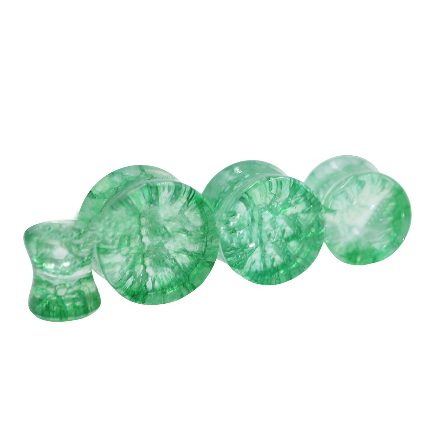 2 szt. 8 mm (0G) szkło eksplozja zielone rozszerzenie uszu podwójnie rozkloszowany solidny kamień grubość 12 mm przedłużacz końcówki do uszu przyrząd pomiarowy piercing biżuteria dla