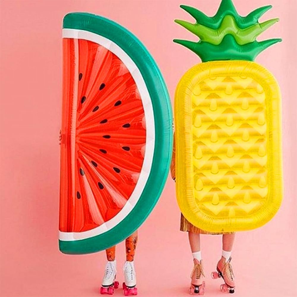 Galleggiante gonfiabile per piscina con ananas e anguria, 2 pezzi, gonfiabili per piscina, galleggianti giganti per piscina, gonfiabili da spiaggia per adulti, grande zattera estiva per spiaggia e