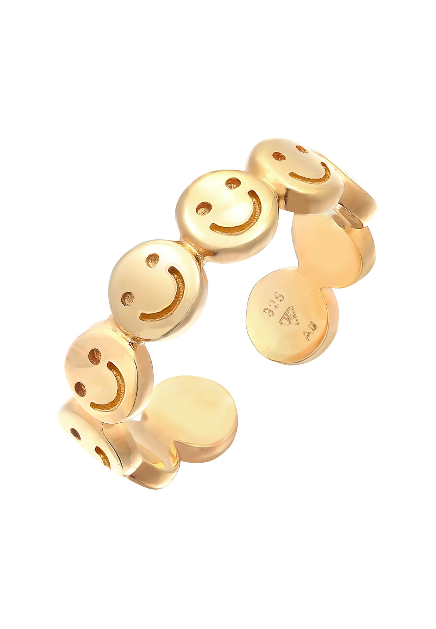 Elli Ring Damen Band mit Smiling Face Offen 925 Silber