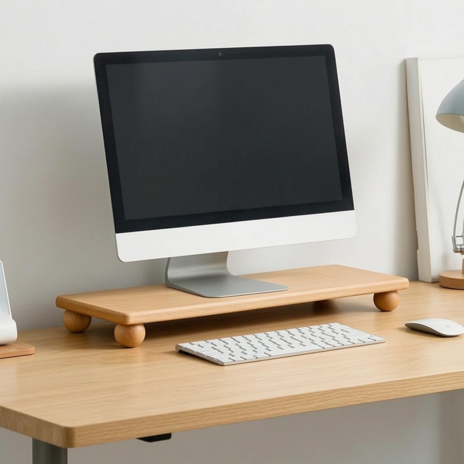 Rialzo da Scrivania con Piedini Multifunzione Alzatina Moderno Supporto per Smart Worker, Studio, Noce Nero, 80 20 5