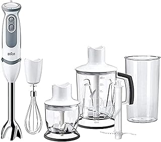 Braun MultiQuick 5 Vario Hand Blender 1000 Watts, With 21 Speeds, accessory Chopper/Blender 1.25 l, Chopper 350 ml, Whisk, Beaker 600 ml BPA-free, Ice crush knife – MQ5245