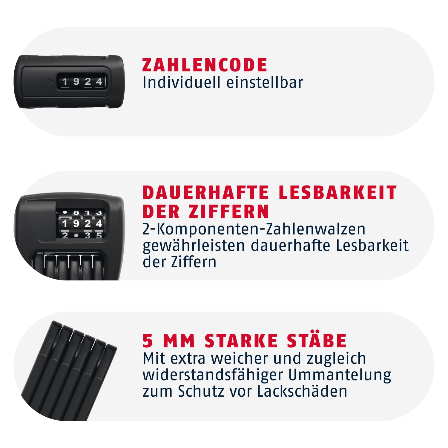 ABUS Faltschloss BORDO 6000C mit SH-Schlosshalterung - Zahlenschloss aus gehärtetem Stahl - Fahrradschloss mit 4-stelligem Code - ABUS-Sicherheitslevel 10 - Fahrrad-Zubehör