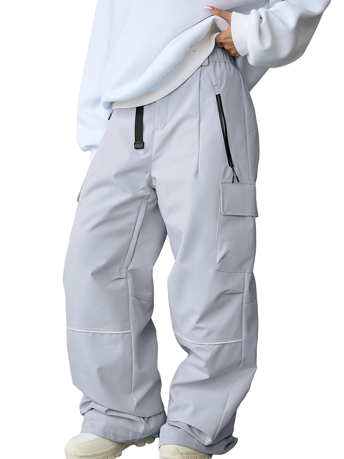 HOTIAN Pantalon de ski pour femme - Imperméable - Coupe-vent - Doublure chaude - Pantalon softshell amovible - Pantalon cargo - Pantalon de snowboard - Pantalon de ski de fond - Pantalon d'extérieur