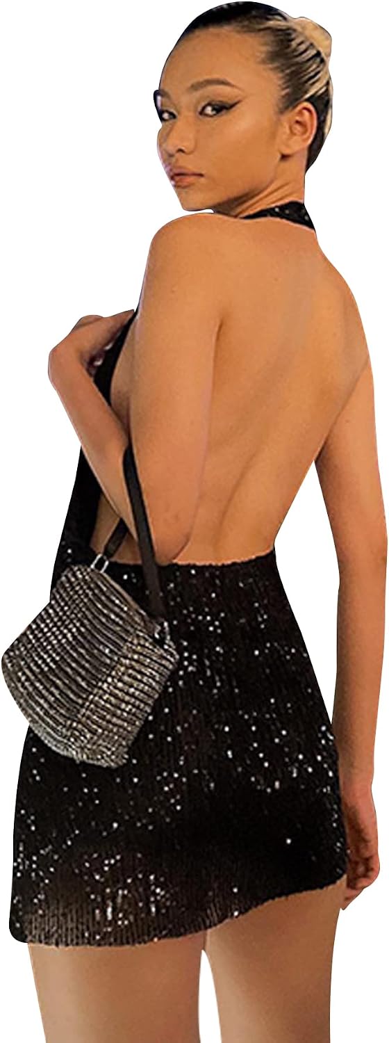 Women's Sexy Sequin Sparkly Glitter Party Club Dress Prom Cocktail Bodycon Mini Night Dress Homecoming Dresses Gown