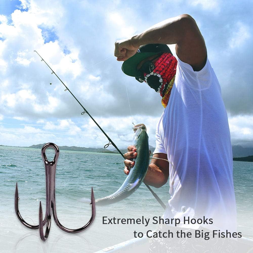 Fishing Hooks Treble Hooks Kit for Saltwater , High Carbon