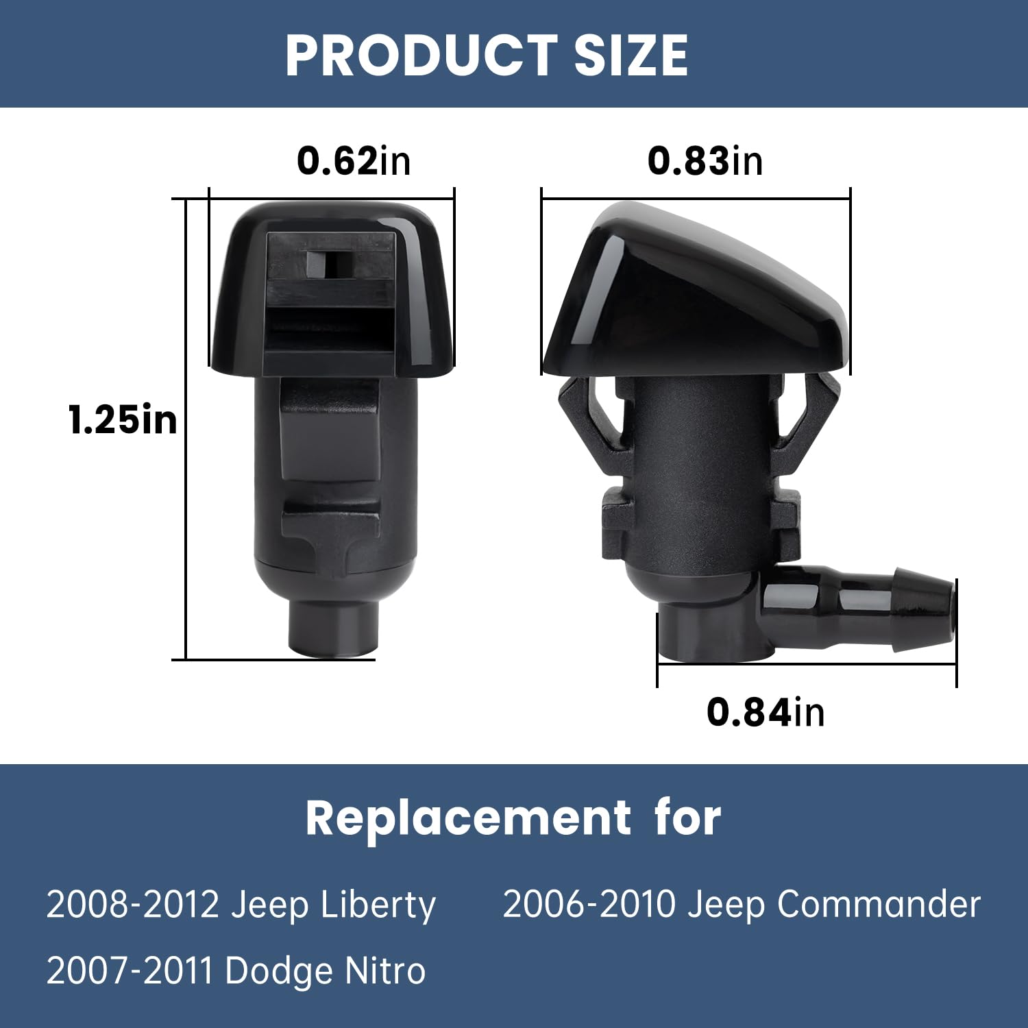 2pcs Windshield Wiper Water Spray Washer Nozzle Jet For Jeep Liberty 2008-2012 - Foto 9