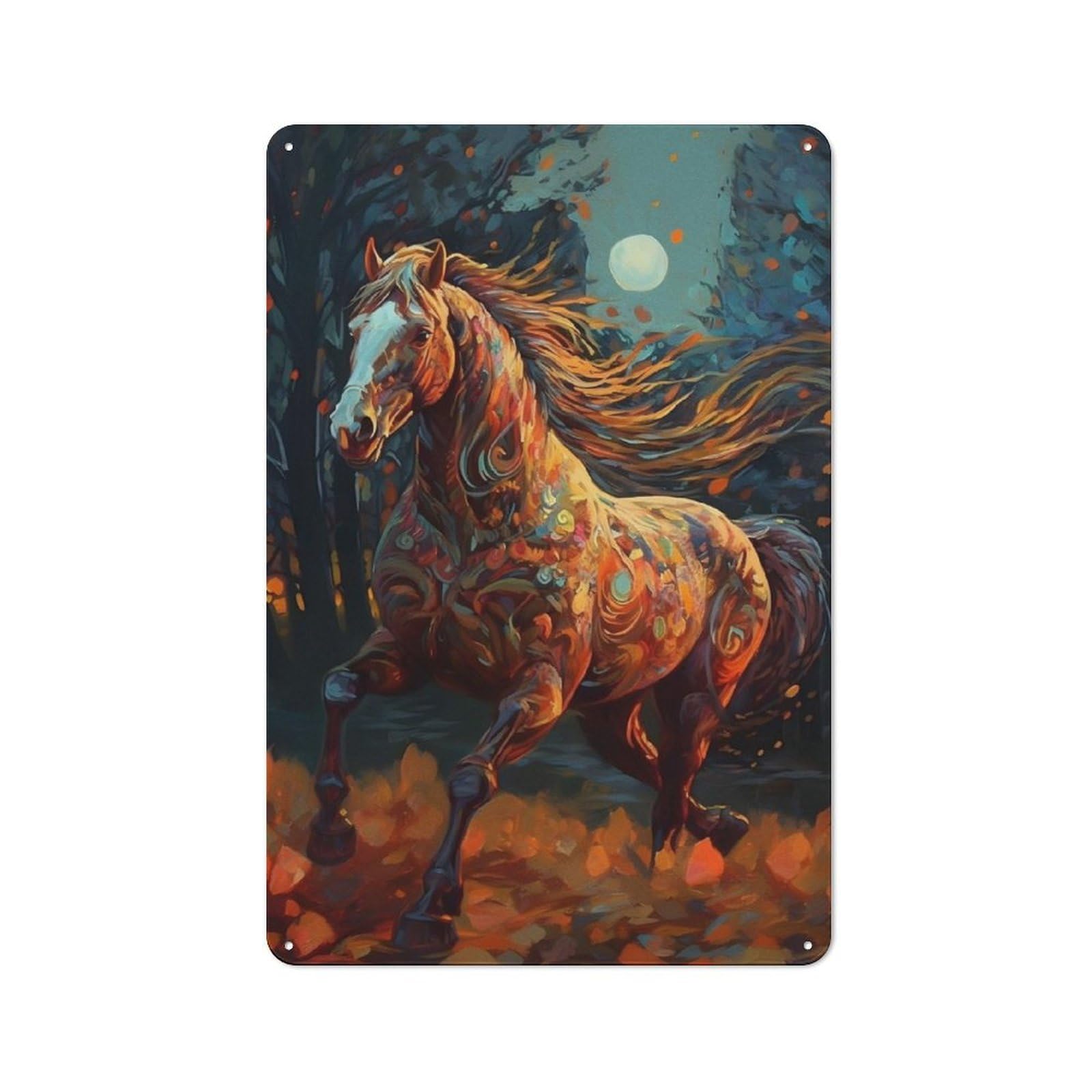 Junmoney Horse Abstract Printed Metal Sign 30X20cm For Studio Or Craft Room, For Creative-Space Collectors