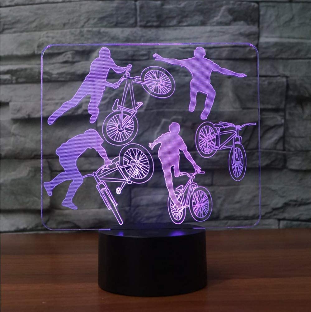 Led Night Light Decor 3D BMX Rider 7 Color Changing Bike Limit Moves Table Lamp Sleep Lighting Kids Gifts Room Decoration